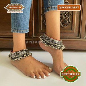 Silver Anklets, Handmade Tribal Anklets, Vintage Afghan Silver Anklets, Anklets